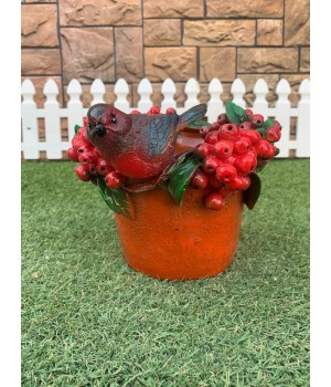 Кашпо Птичка с ягодами