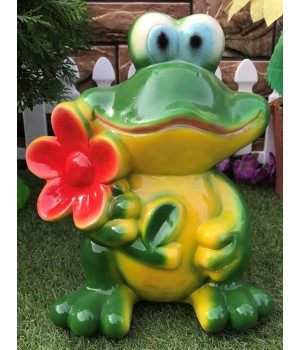 Садовая фигура Лягушка с цветком